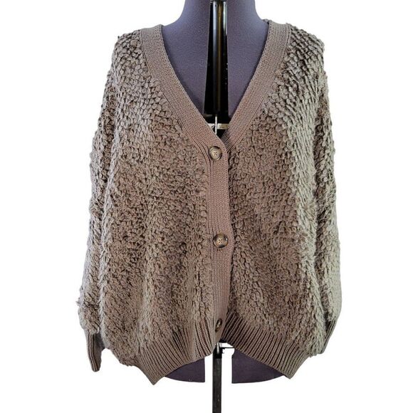 AâNewâDay BrownâOpen-KnitâCardiganâSzâ2X - Picture 1 of 7